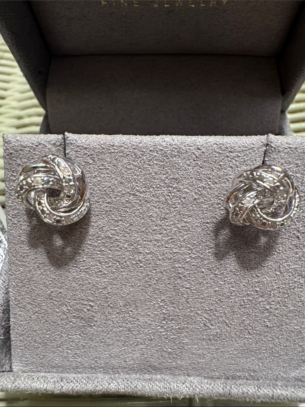 Sterling Silver and Diamond Knot Earrings